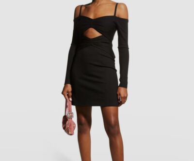 $297 Alexis Women's Black Madine Cutout Long-Sleeve Mini Dress Size M