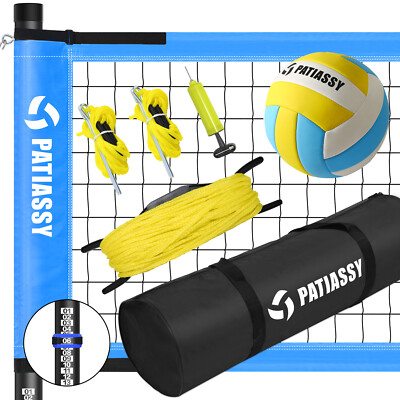 Professional Volleyball Net Set Portable with Poles Ball Pump Outdoor Beach Yard