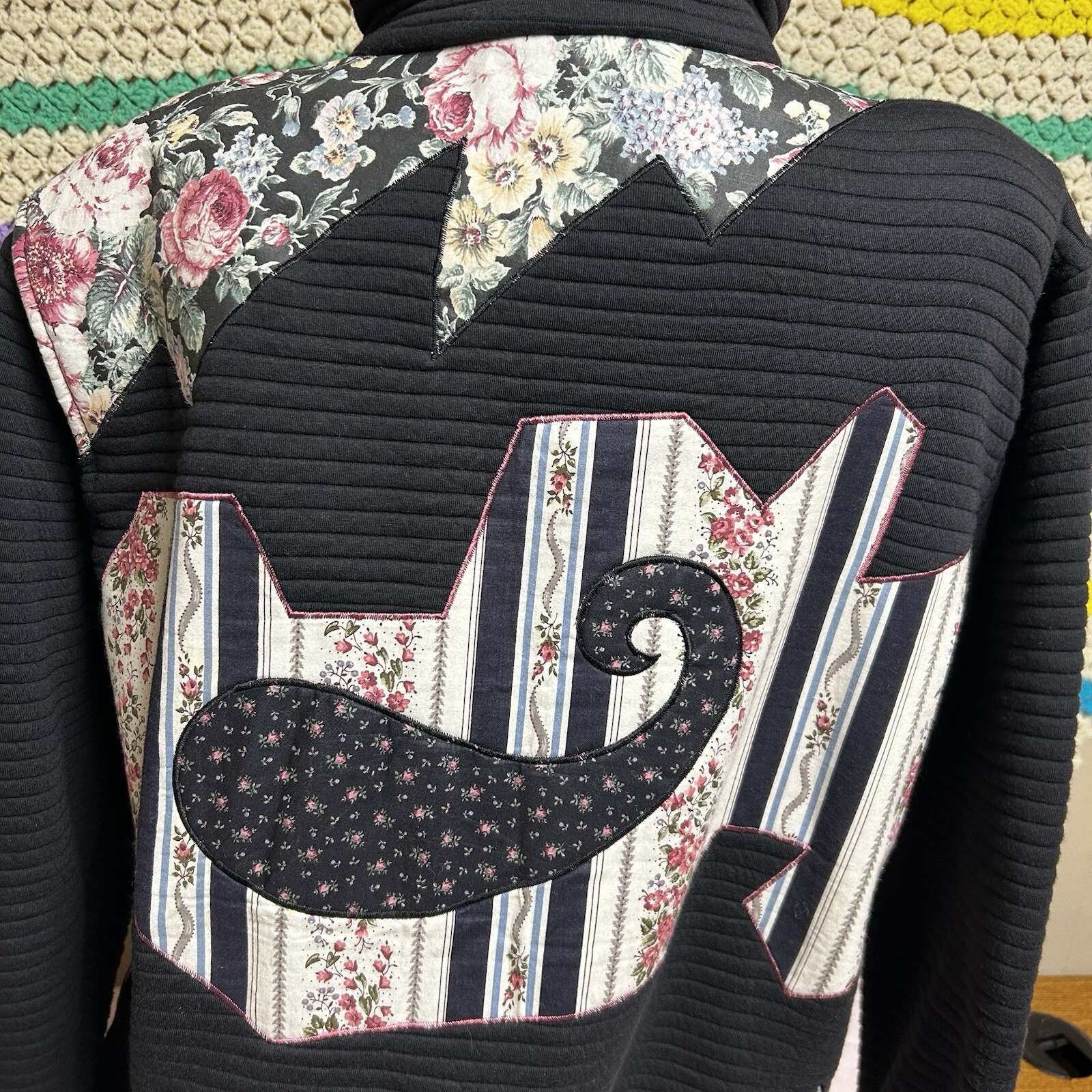 Western Patchwork Jacket Vtg Size Small Oversized… - image 8