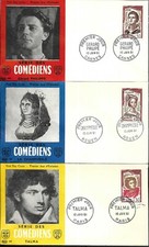 1301/5-  FDC  5 ENVELOPPES   1er JOUR    SERIE  DES  COMEDIENS