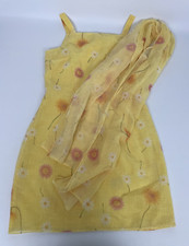 Vintage 90s Sunshine Yellow Sheer Daisy Dress & Shawl Clueless Party Size 9/10