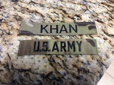 4 Sets of Custom Army Military Name Tape  US Army Patch Embroid. w/Hook  Loop