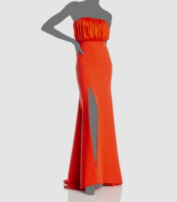 $695 Cinq à Sept Women's Orange Silk Ruched Strapless Laurence Dress Size 10