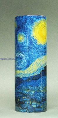 VAN GOGH STARRY NIGHT Ceramic Cylinder MUSEUM VASE Dutch Artist
