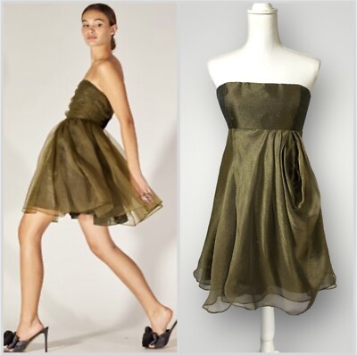 Size Tibi Strapless Organza Silk Rust Gold Dress Size 10 Fits 8 New With  Tags | eBay
