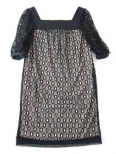 Eliza J New York Black Polka Dot Short Sleeve Knit Shift Sheath Tunic Dress 8