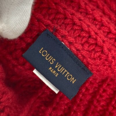 Louis Vuitton M76048 Beanie Cap Red Leather Tag Cashmere Used | eBay