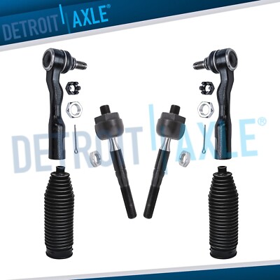 Front Inner Outer Tie Rod Ends Tie Rod Boots Kit for Toyota Sequoia and Tundra