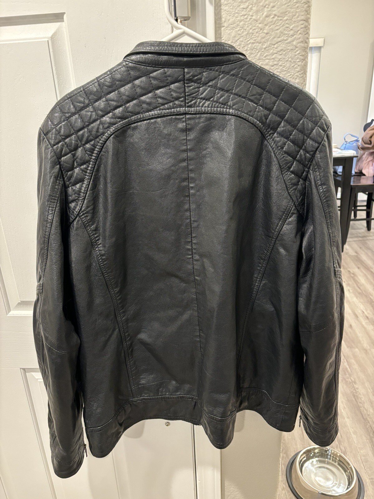 black rivet leather jacket mens large Gem