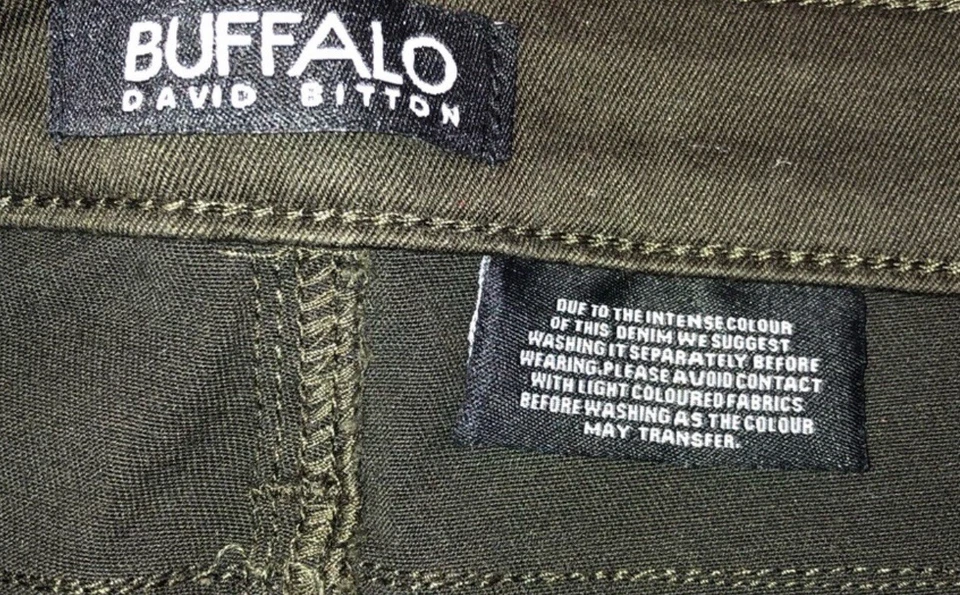 Jegging Buffalo David Bitton Verde Ejército Elastizado Tiro Medio, Bolsillo Frontal Sello 8/29 Foto 4 de 4