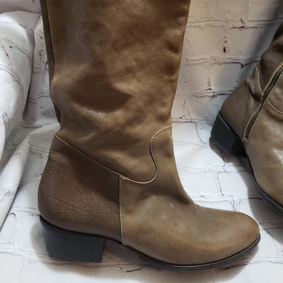 Botas de Montar Fiorentini Baker Hasta la Rodilla Bloques de Color Cuero Marrón Oliva Talla 37 Foto 3 de 4