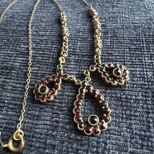 antica collana vittoriana argento dorato granato di Boemia