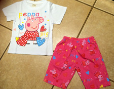 NWT Peppa Pig Graphic White S/S Top with cute Pink Berumda Short Set 4 5 6X