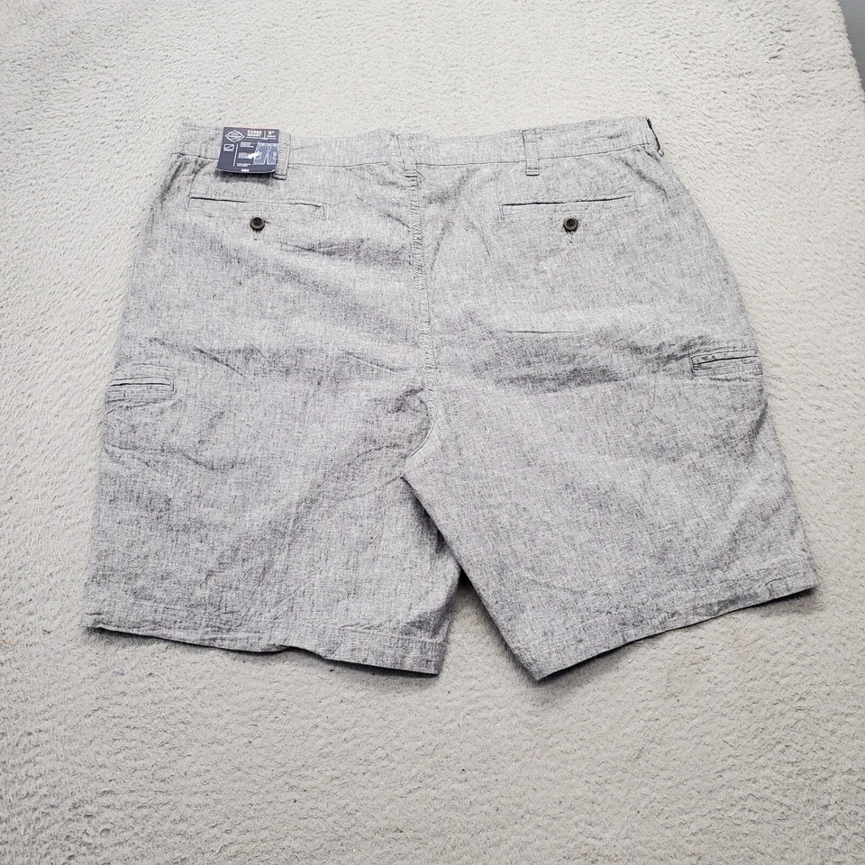 St. John's Bay Cargo Shorts Mens 44 Gray Linen Solid 9" Inseam Elastic Waistband - Image 2 of 4