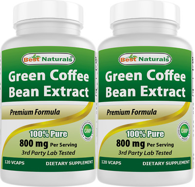 2 Pack Best Naturals Green Coffee Bean Extract  800mg  120 Vcaps