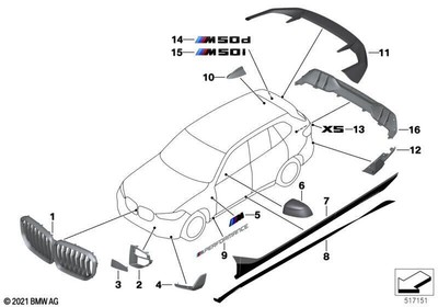 BMW Genuine M Performance Rear Spoiler Flow Through Black X5 