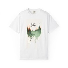 Camiseta Paisaje Urbano Gótico, Camisa Arquitectura Murciélago Fantasía Oscura, Top Unisex Tinte Urbano