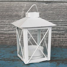 kleine Laterne Metall weiß Teelicht Windlicht Metalllaterne Hochzeit Basteln NEU