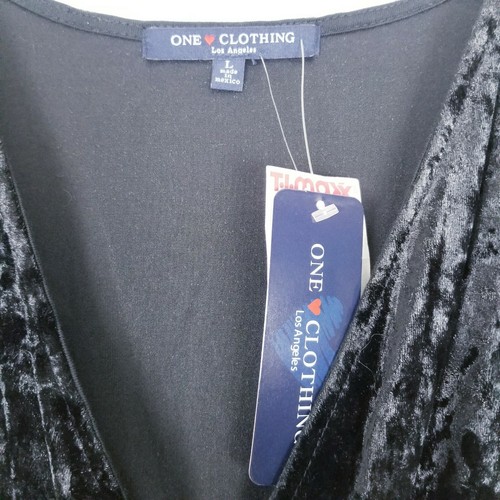 One Clothing Tuta Donna Taglia Large Nera NUOVA Velluto Senza Maniche Scollo V - Foto 12 di 12