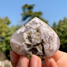 87G Natural Black Cherry blossom agate heart-shaped quartz crystal Healing