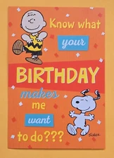 Peanuts "Snoopy" Birthday Greeting Card (+ Envelope 4.5x6.5"). 