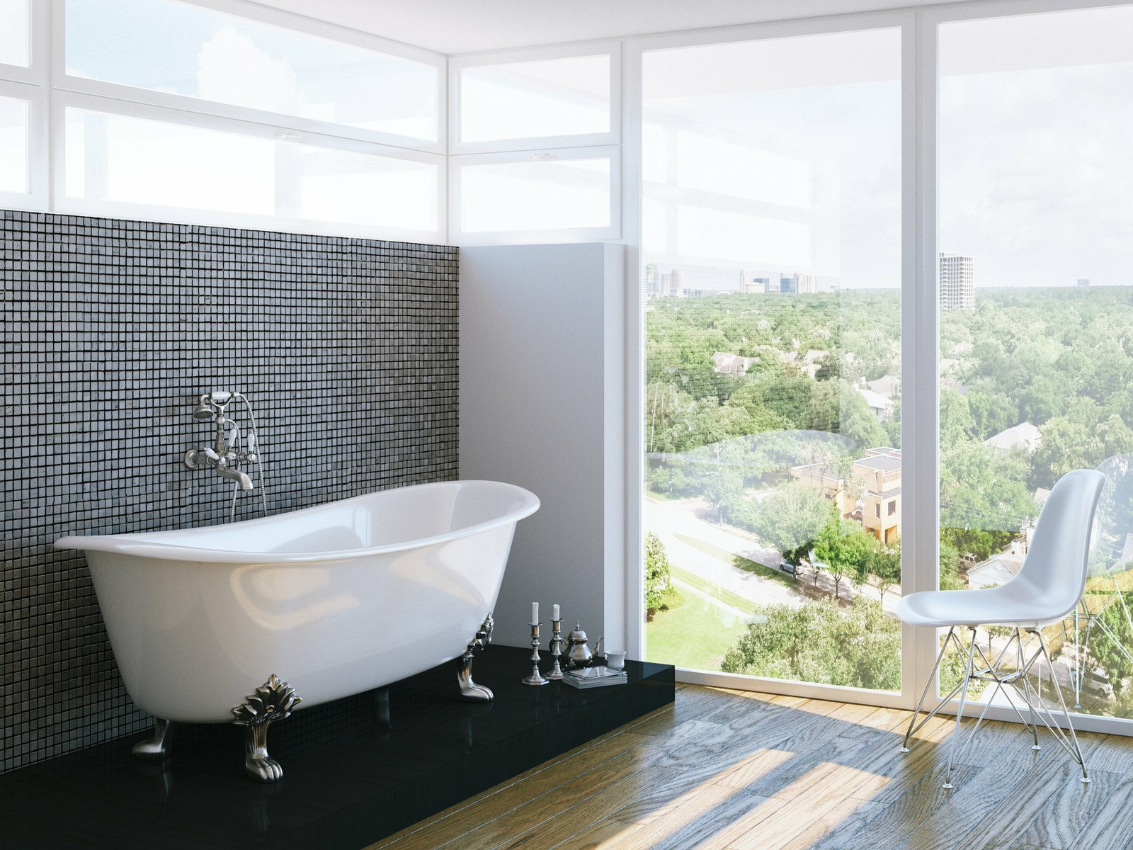 71-inch Double Slipper Cast Iron Bathtub with Imperial Feet