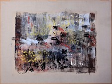 COLOR MONOTYPE Signed~ ABSTRACT EXPRESSIONIST ~ dated 1950 American WOMAN ARTIST