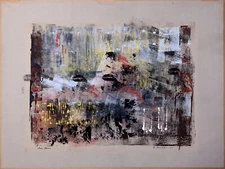 COLOR MONOTYPE Signed~ ABSTRACT EXPRESSIONIST ~ dated 1950 American WOMAN ARTIST