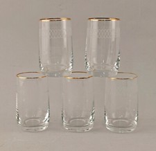 9135278 Set 5 Piccolo Bicchieri Bordo Dorato Wellenschliff Vintage H 8,5 CM