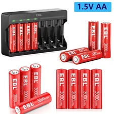 EBL 1.5V AA Batteries ,16 count,Rechargeable Lithium Li-ion with a  Charger