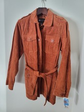 Relativity Nwt Women's Vintage Genuine Suede Leather Rust Coat Jacket Medium