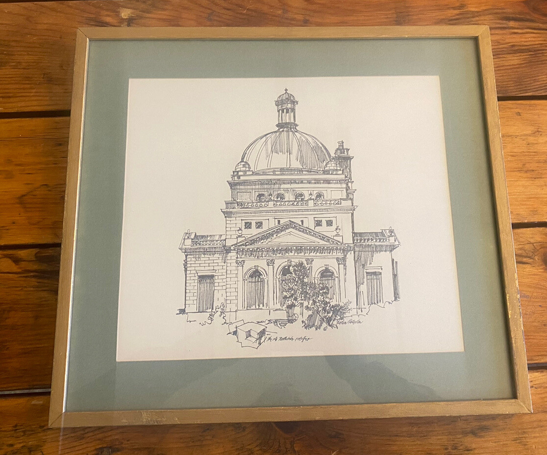Framed Drawing Old Northside Post Office Of Pittsburgh By Norton
