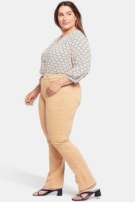 NYDJ Plus 22W Flax Yellow Marilyn Straight Jeans Stretch Denim High Rise Lifts