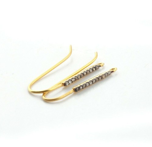 Pave Diamond French Hook Earrings Findings 925 Silver Diamond Findings. - Picture 2 of 12