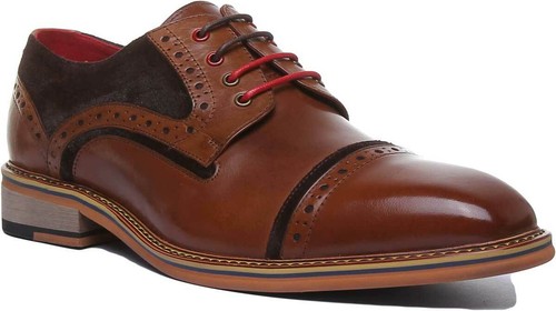 Justin Reece England Dennis Uomo Bicolore Pelle Scarpe Eleganti Misura UK 6 - 14 - Foto 8 di 13