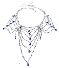Blue Rhinestone Austrian Crystal Choker Necklace