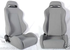 NEW 2 GRAY CLOTH RACING SEATS RECLINABLE FOR CHEVROLET **