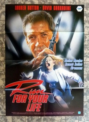 RUN FOR YOUR LIFE * A1-VIDEO-POSTER 60x84cm SCIOTTI ´89 D. CARRADINE Hutton NERO