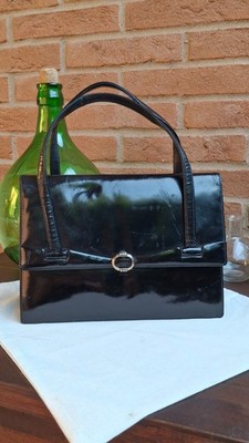 Gucci Handtasche Vintage Leder Schwarz Ringverschluss 80er 90er Selten