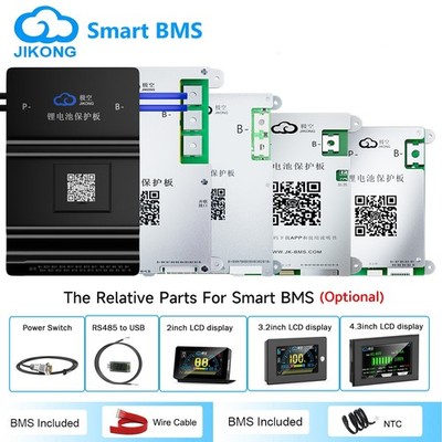 JIKONG 4S-24S 12V-72V 40A-300A Li-ion LiFePo4 LTO BMS W/Active Balance BT/RS485