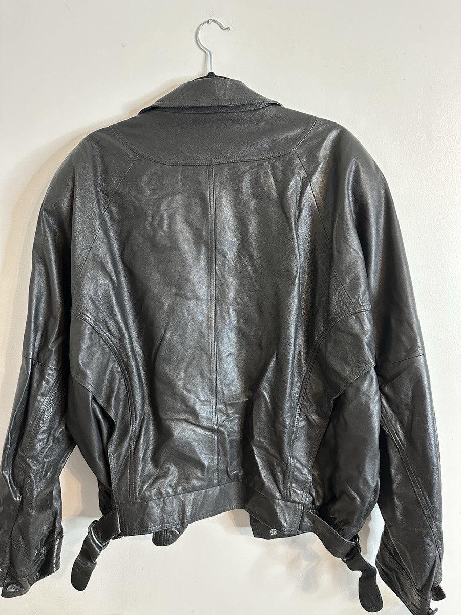 Vintage Men's German Leather Jacket Frank Meyer Schuchardt Black
