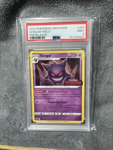 2022 POKEMON SWSH BLACK STAR PROMO PRERELEASE #241 GENGAR-HOLO PSA 9