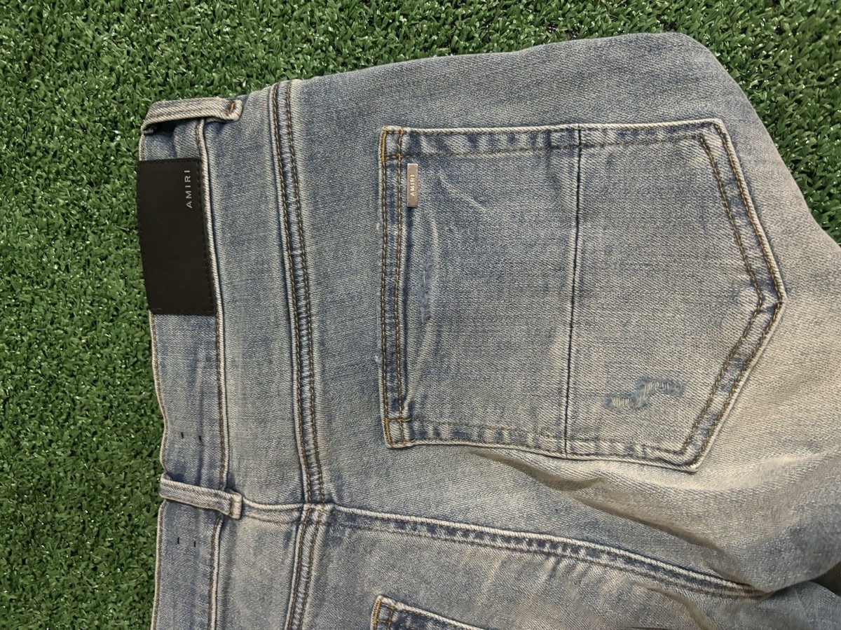 Amiri MX1 White Leather Patch Denim “Clay indigo” Size 30 | eBay