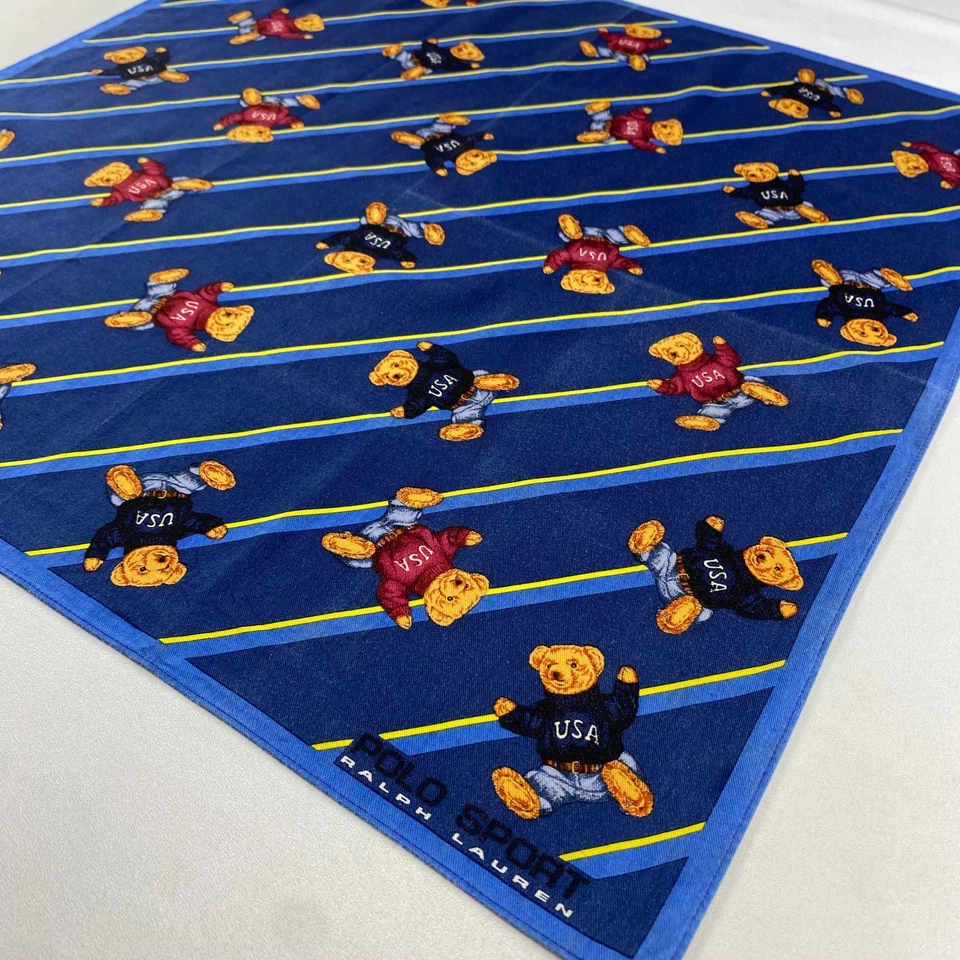 Vintage Polo Sport Ralph Lauren Pañuelo Pañuelo Pañuelo Bandana Bolsillo Cuadrado Foto 2 de 4