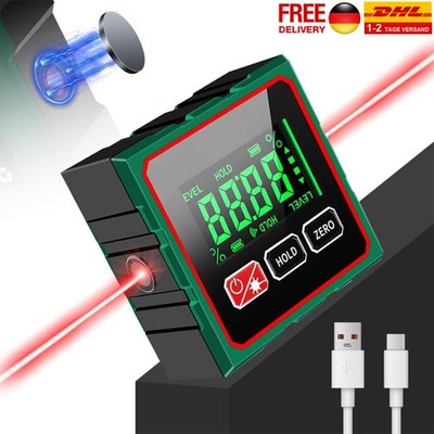 LCD Digitaler Winkelmesser mit Laser &Wasserwaage Neigungsmesser Winkelmessgerät