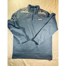 Vineyard Vines Fair Isle 3/4 Zip Fleece, Blue, Medium