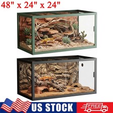 120 Gal Reptile Terrarium 48"x24" Tempered Glass Reptile Enclosure Habitat Tank