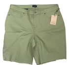 NYDJ Boyfriend Shorts Womens Plus 18W Green Denim Frayed Hem Stretch Casual NEW