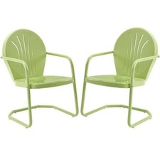 Home Square Griffith 2 Piece Modern Metal Patio Chair Set in Key Lime