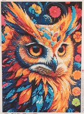 Colorful Owl, Completed Diamond Art, 30x40cm